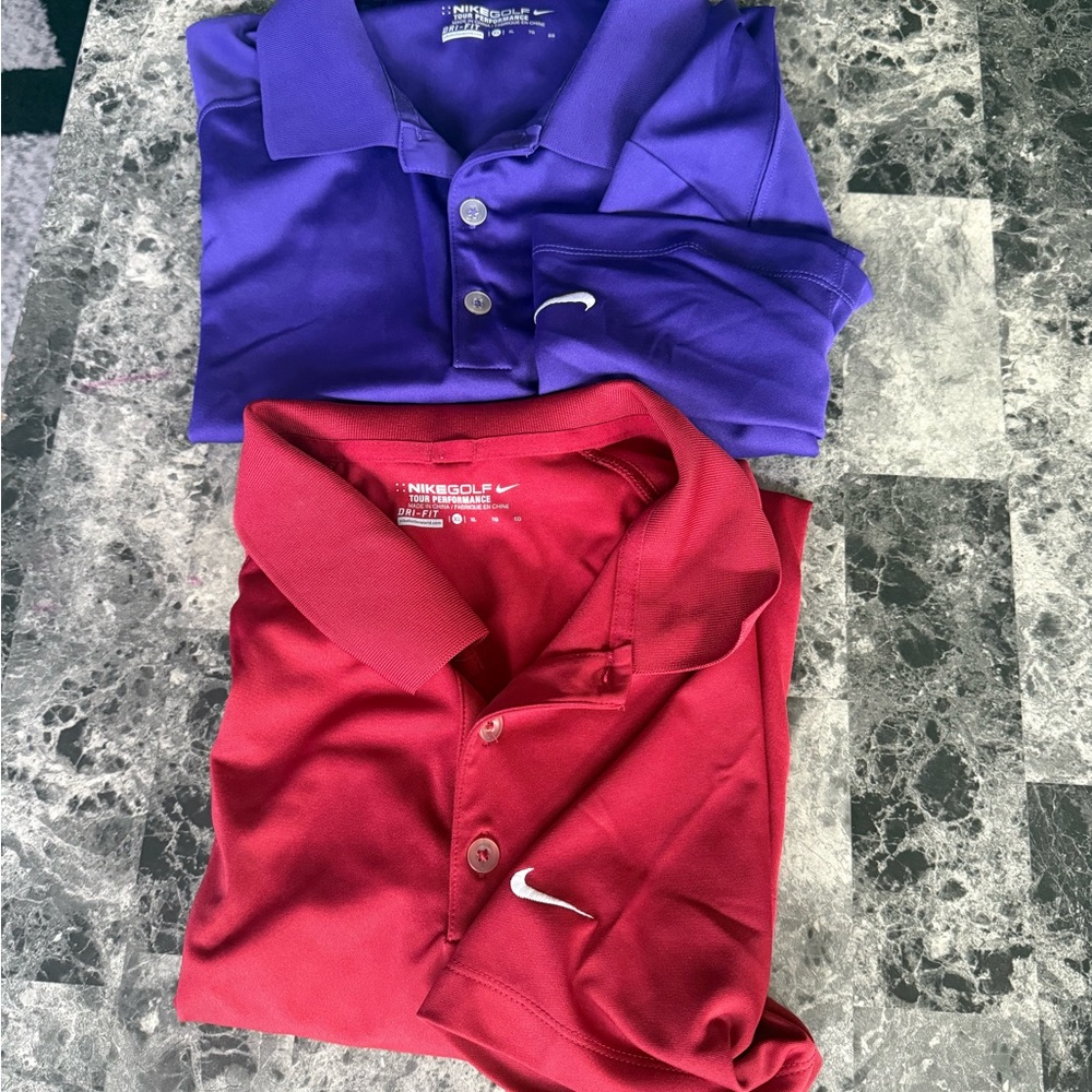 Set of 2 Men’s Nike Red Dri-FIT Golf Polo size XL